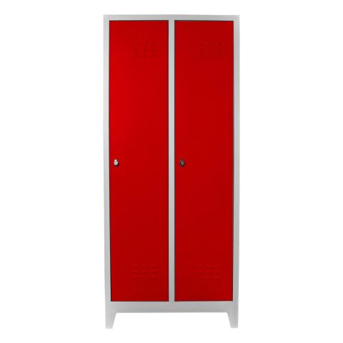 2 li Standart Soyunma Dolabı Gri-Kırmızı